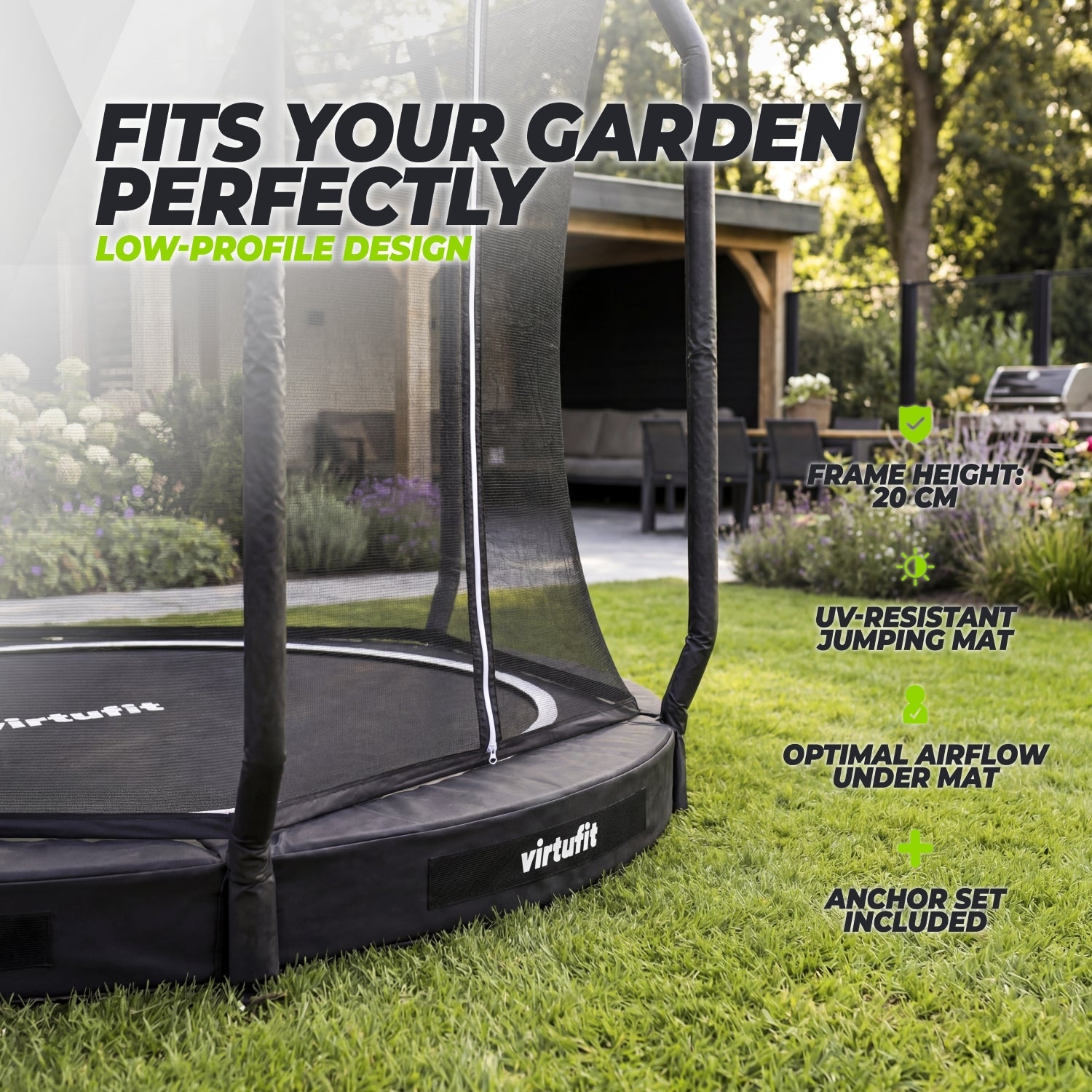 VirtuFit Inground Trampoline 251 cm Inclusief Veiligheidsnet