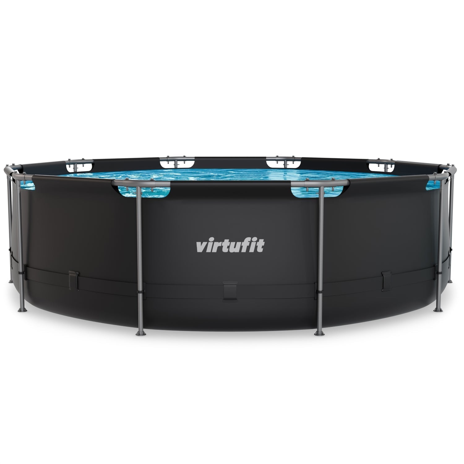 VirtuFit Rond Zwembad - Ø366 x 100 cm - Antraciet - Inclusief Filterpomp - Tweedekans