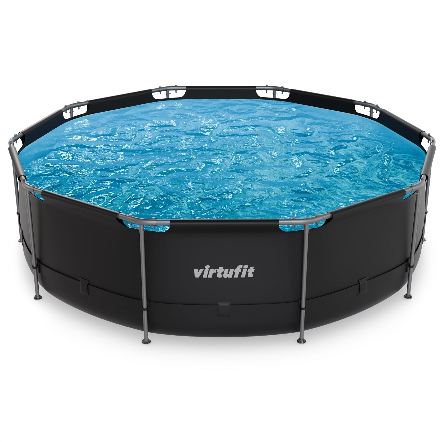 VirtuFit Rond Zwembad - Ø366 x 100 cm - Antraciet - Inclusief Filterpomp - Tweedekans