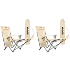 VirtuFit Campingstoel opvouwbaar met voetsteun - Strandstoel - Beige - Set van 2 - Hoofdafbeelding