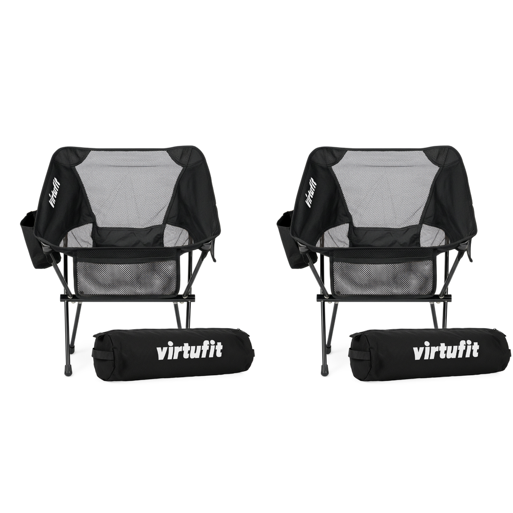VirtuFit Camping Stoel Compact - Opvouwbaar - Zwart - Set van 2