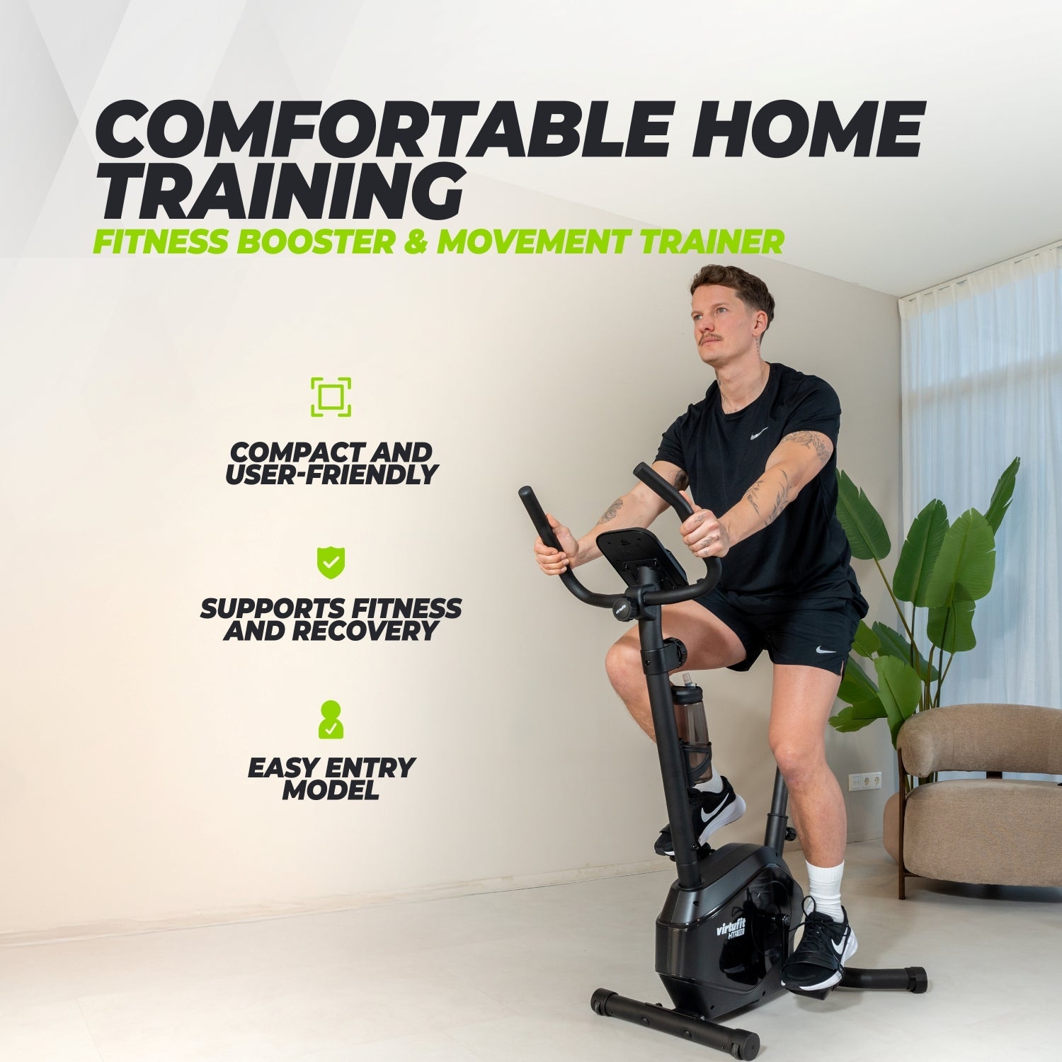 VirtuFit HTR100 Hometrainer - Voor lange gebruikers - 2026 model (HTR 1.0)