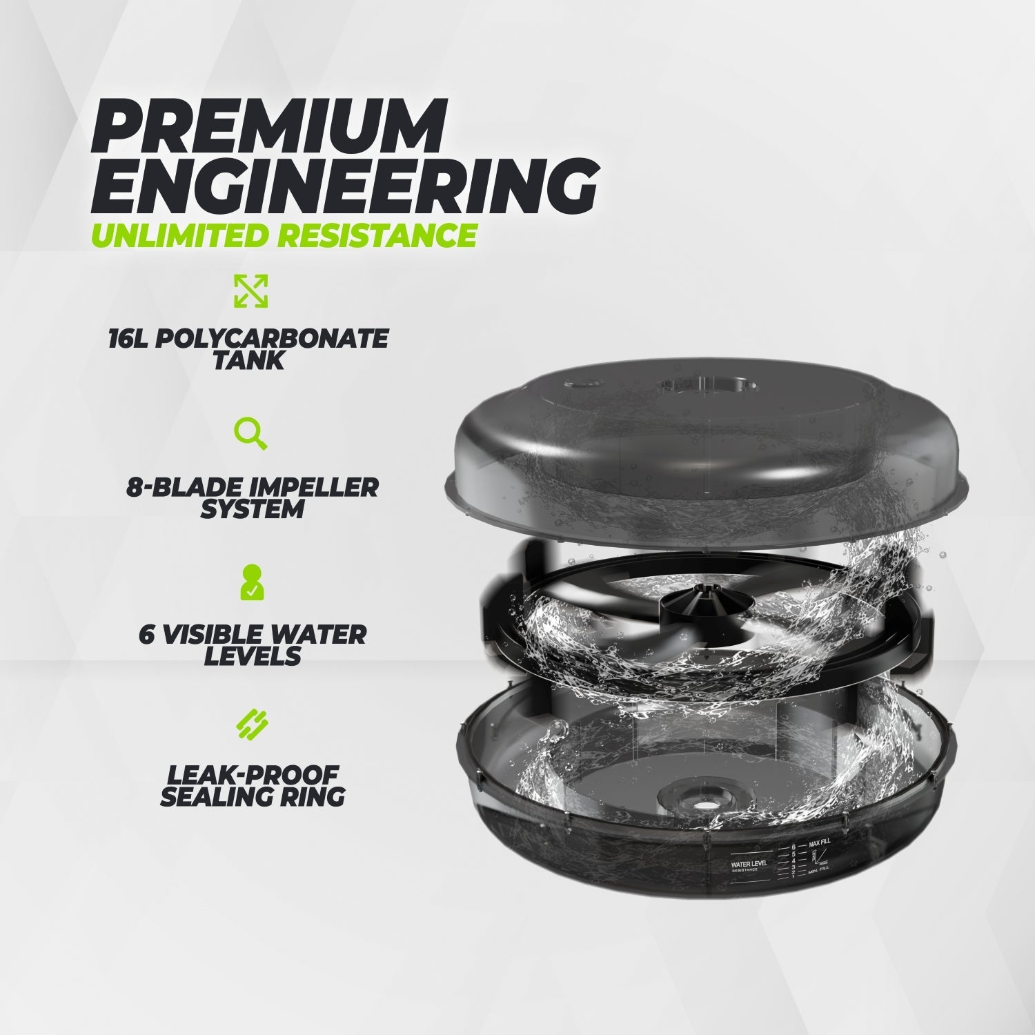 VirtuFit Elite Water Resistance Roeitrainer - Black Edition