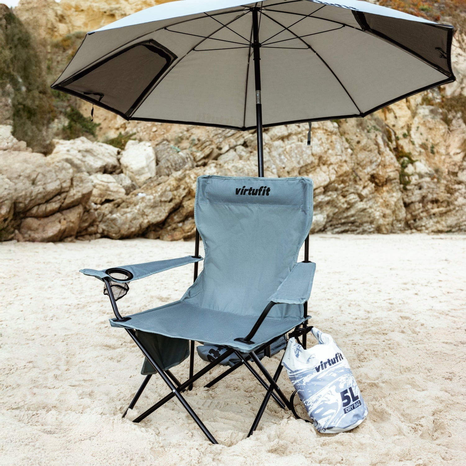 VirtuFit Opvouwbare Camping Stoel - Beige - Set van 2