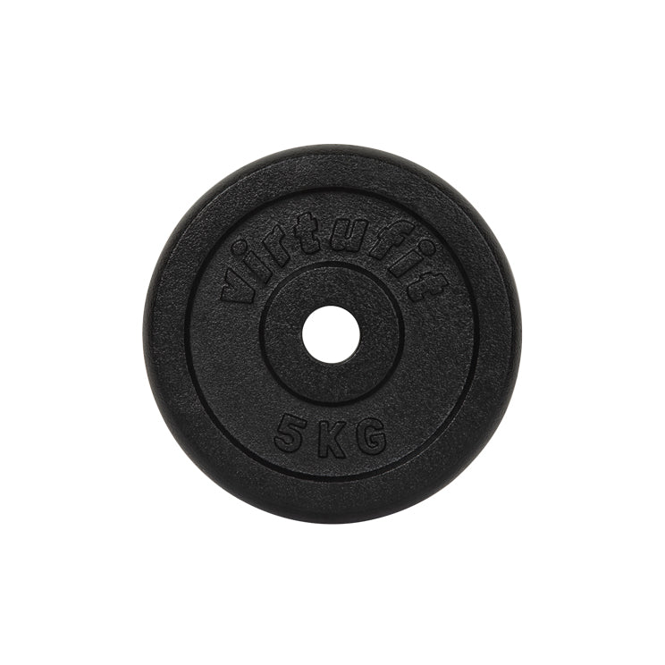 VirtuFit Gietijzeren Halterschijf - Halter gewicht - 30 mm - 5 kg - Zwart - Tweedekans