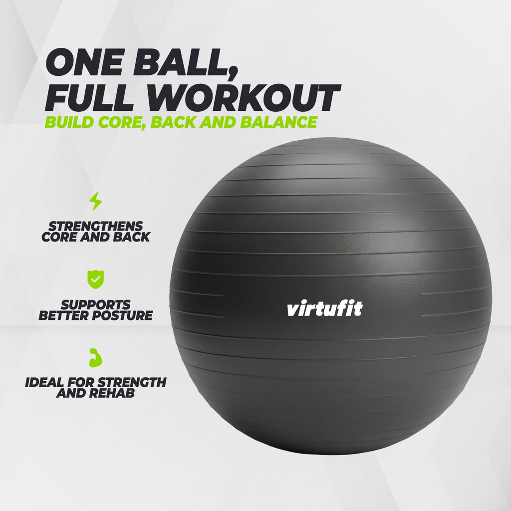 VirtuFit Anti-Burst Fitnessbal Pro - Gymbal - Swiss Ball - met Pomp - Zwart - 85 cm