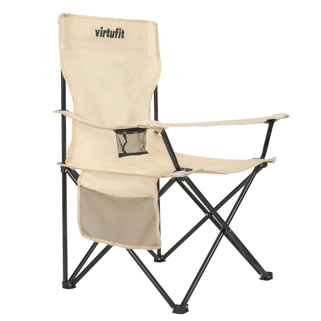 VirtuFit Opvouwbare Camping Stoel - Strandstoel - Beige - Tweedekans