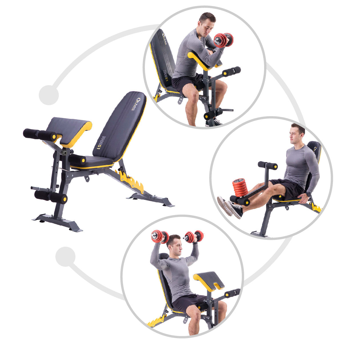 HMS Premium Trainingsbank met Preacher Curl - Zwart/Geel - Tweedekans