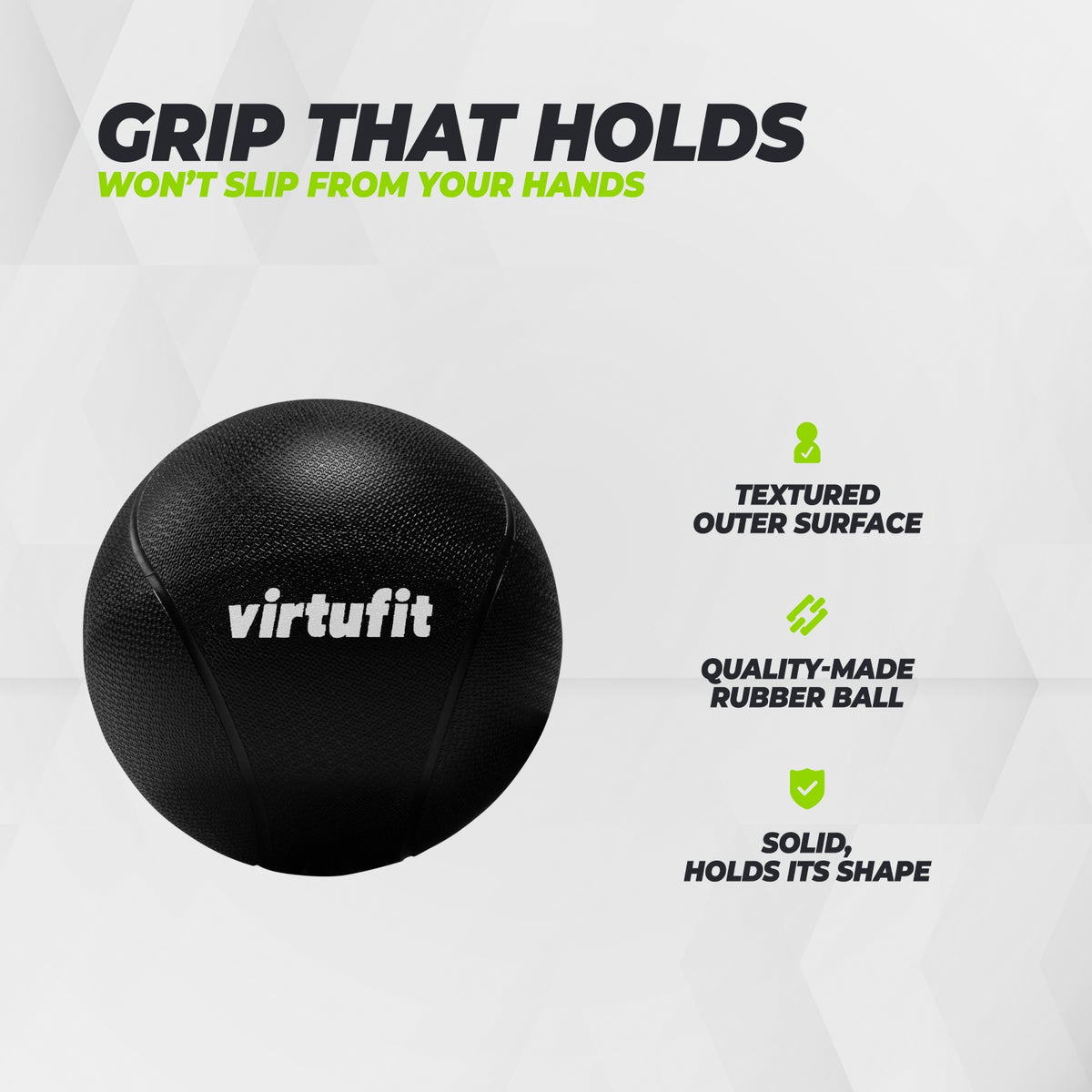 VirtuFit Medicijnbal Pro - Medicine Ball - 2 kg - Rubber - Zwart