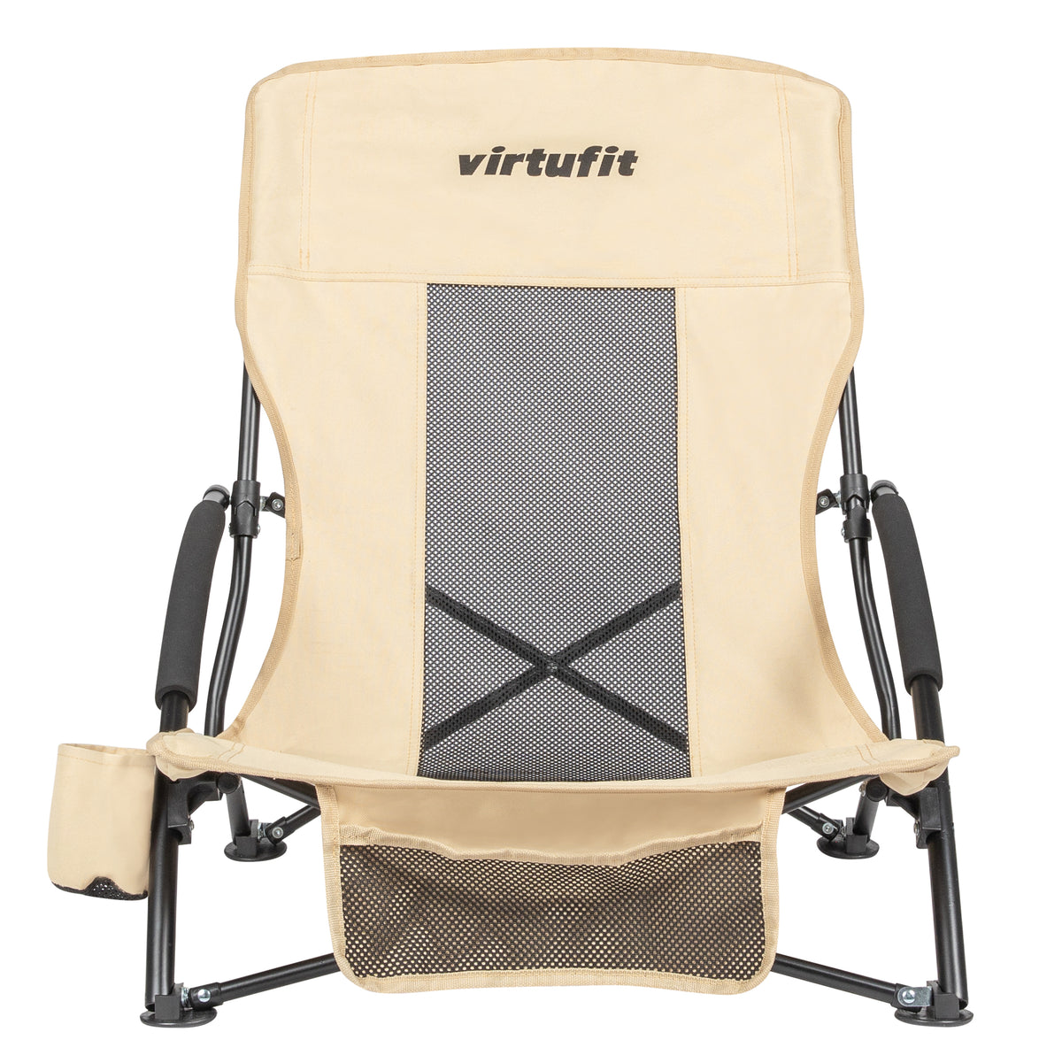 VirtuFit Strandstoel opvouwbaar - Campingstoel - Beige - Tweedekans