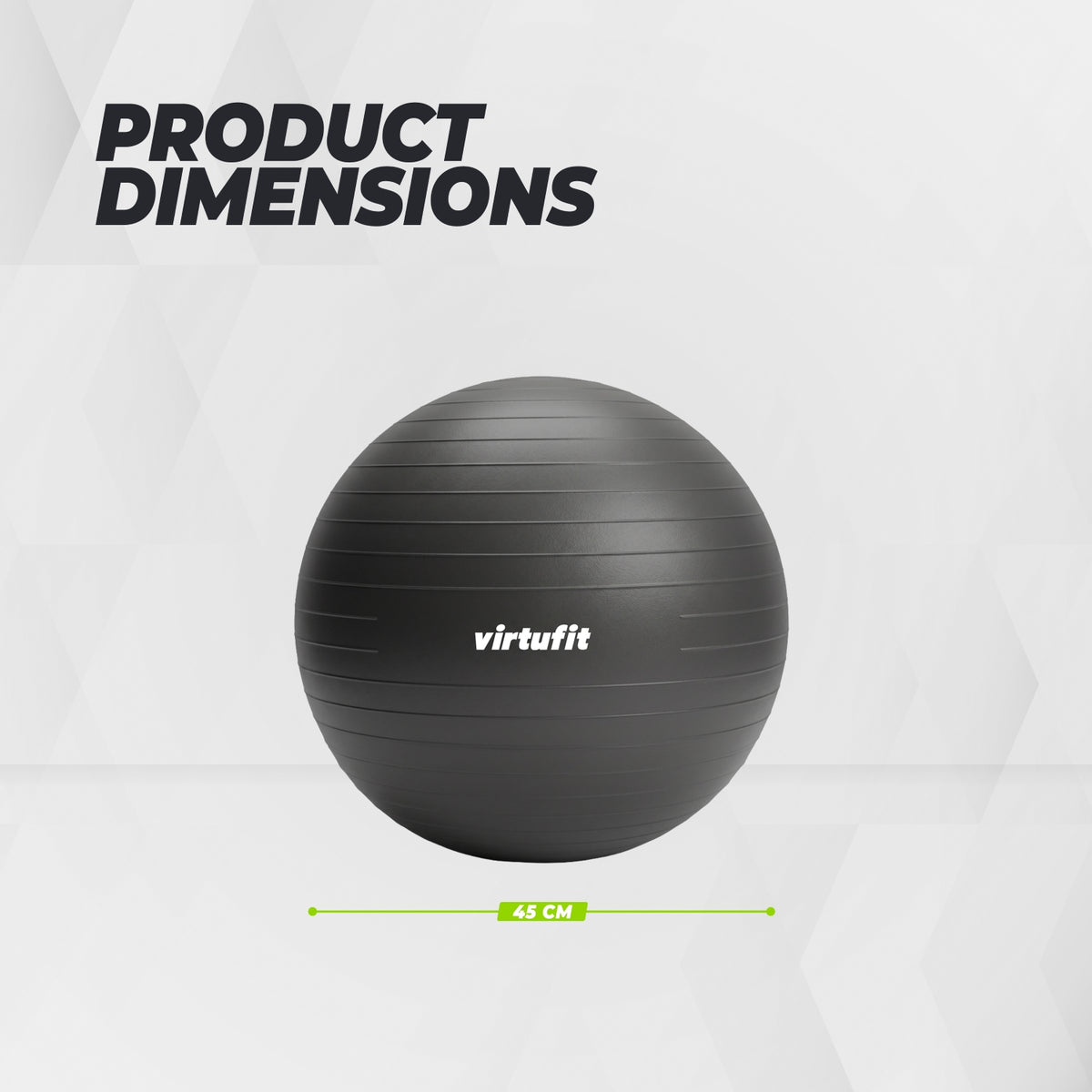 VirtuFit Anti-Burst Fitnessbal Pro - Gymbal - Swiss Ball - met Pomp - Zwart - 45 cm