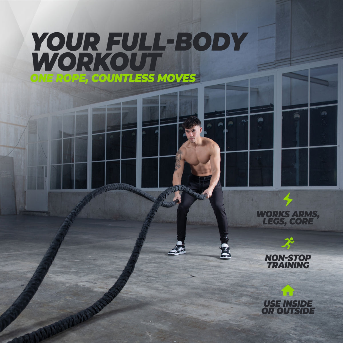 VirtuFit Battle Rope - Fitness Rope Pro - 9 m