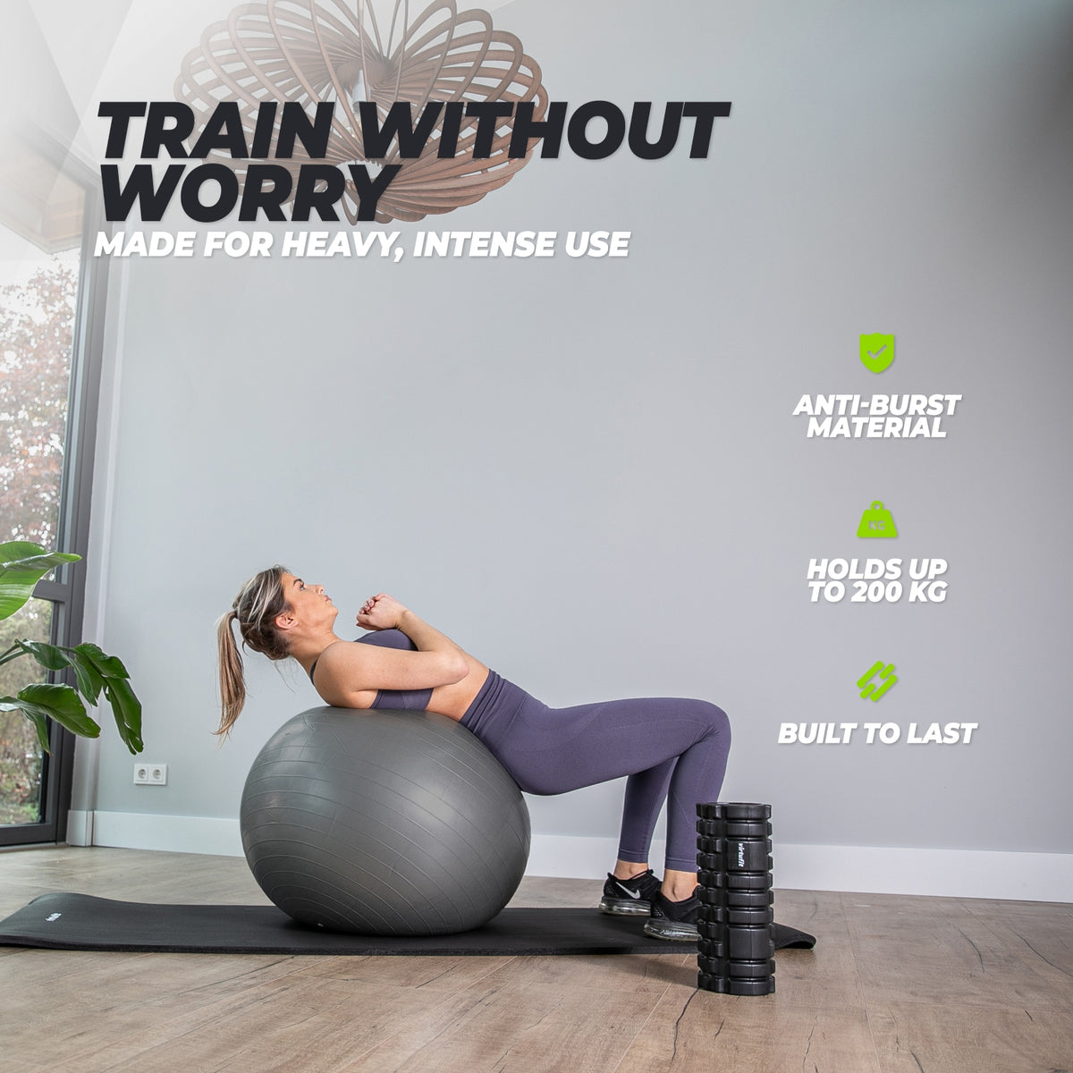 VirtuFit Anti-Burst Fitnessbal Pro - Gymbal - Swiss Ball - met Pomp - Zwart - 65 cm