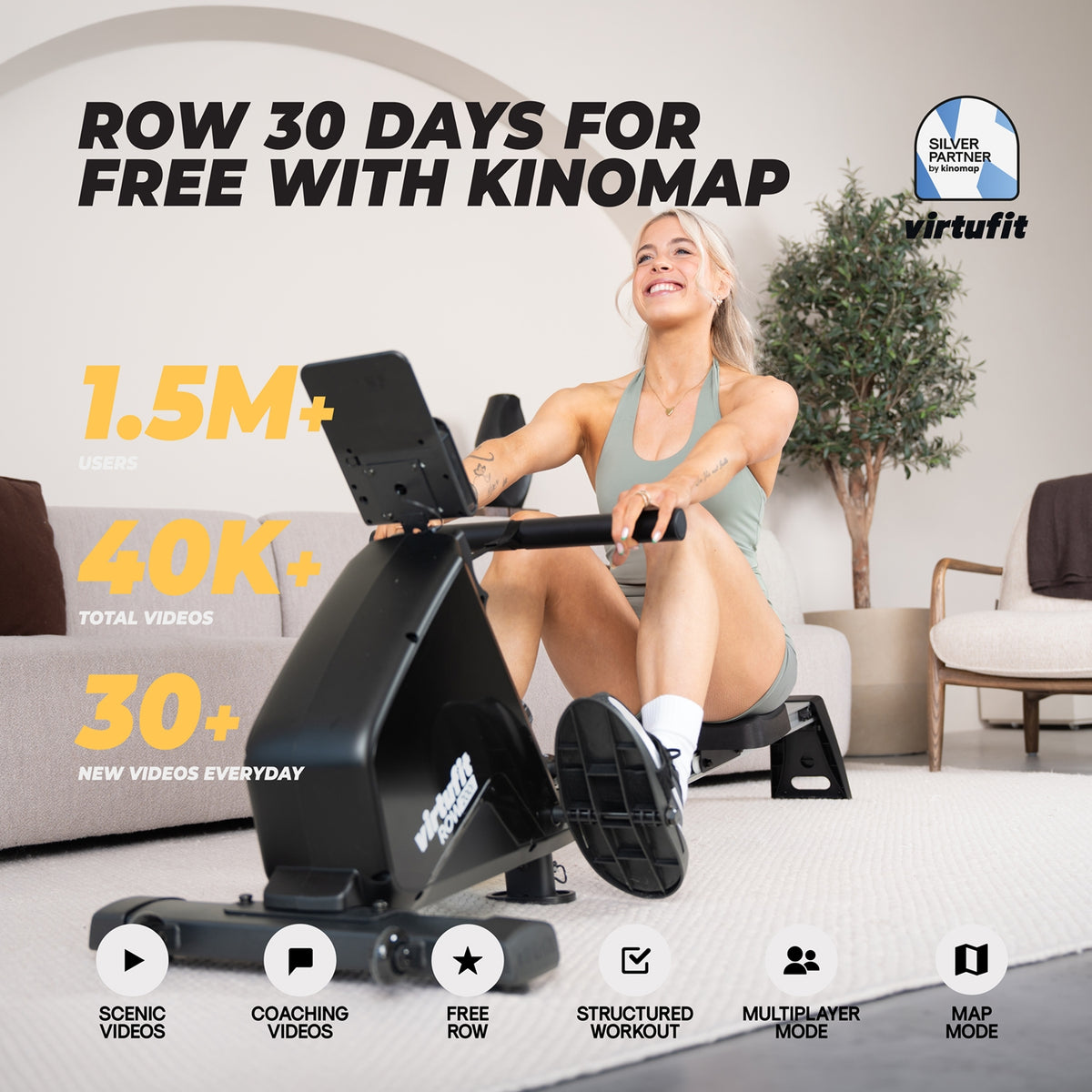 VirtuFit Ergometer Roeitrainer Semi-Pro