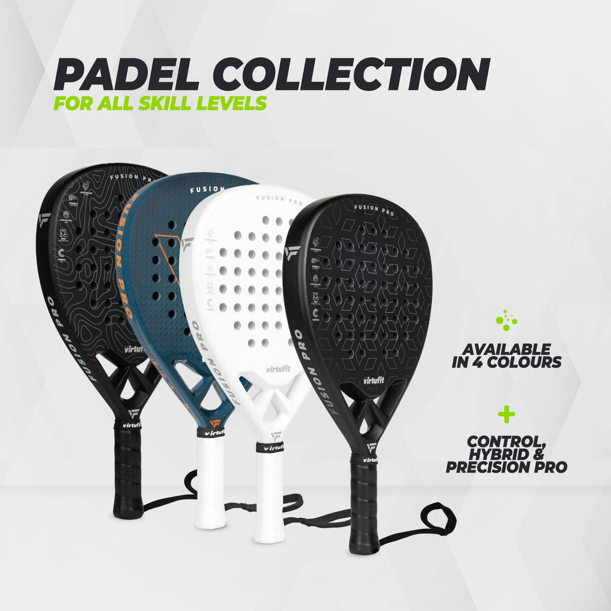 VirtuFit Fusion Pro Padel Racket - Zwart - Silver