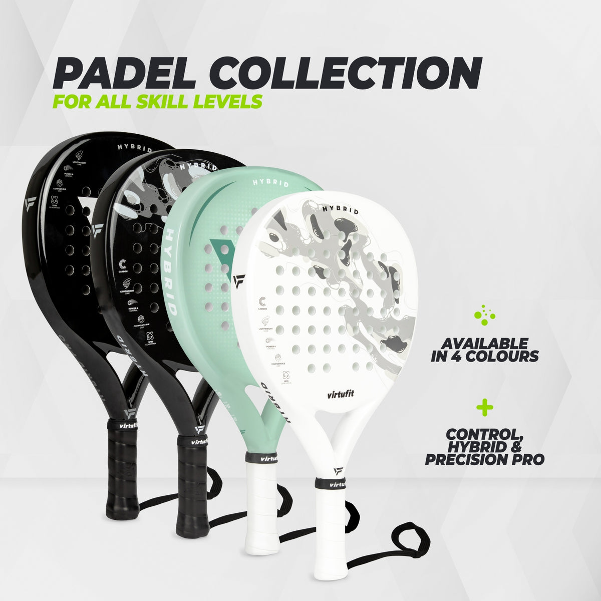 VirtuFit Hybrid Padel Racket - Wit - Grijs