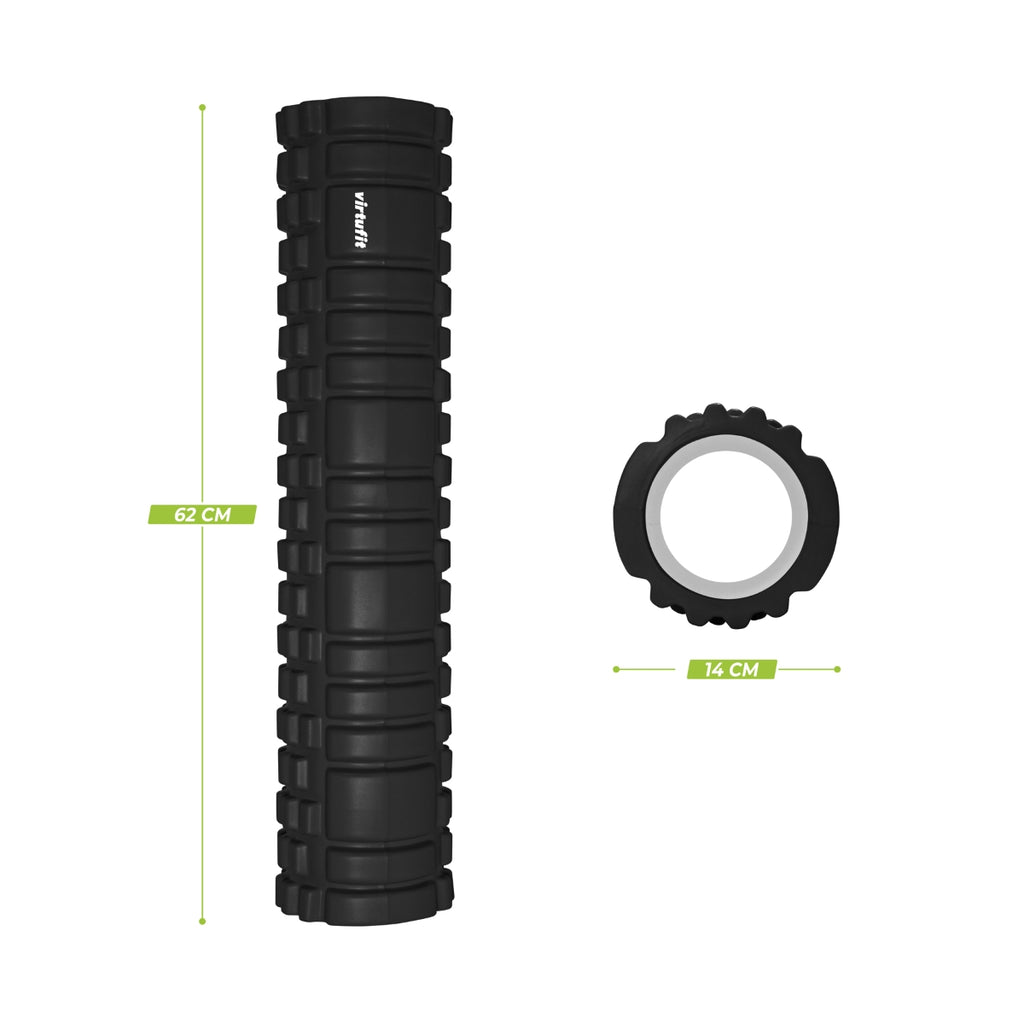 VirtuFit Grid Foam Roller - Massage roller - 62 cm - Zwart - Tweedekans