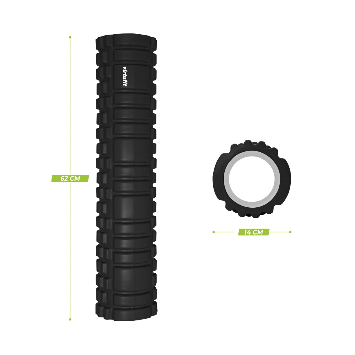 VirtuFit Grid Foam Roller - Massage roller - 62 cm - Zwart - Tweedekans