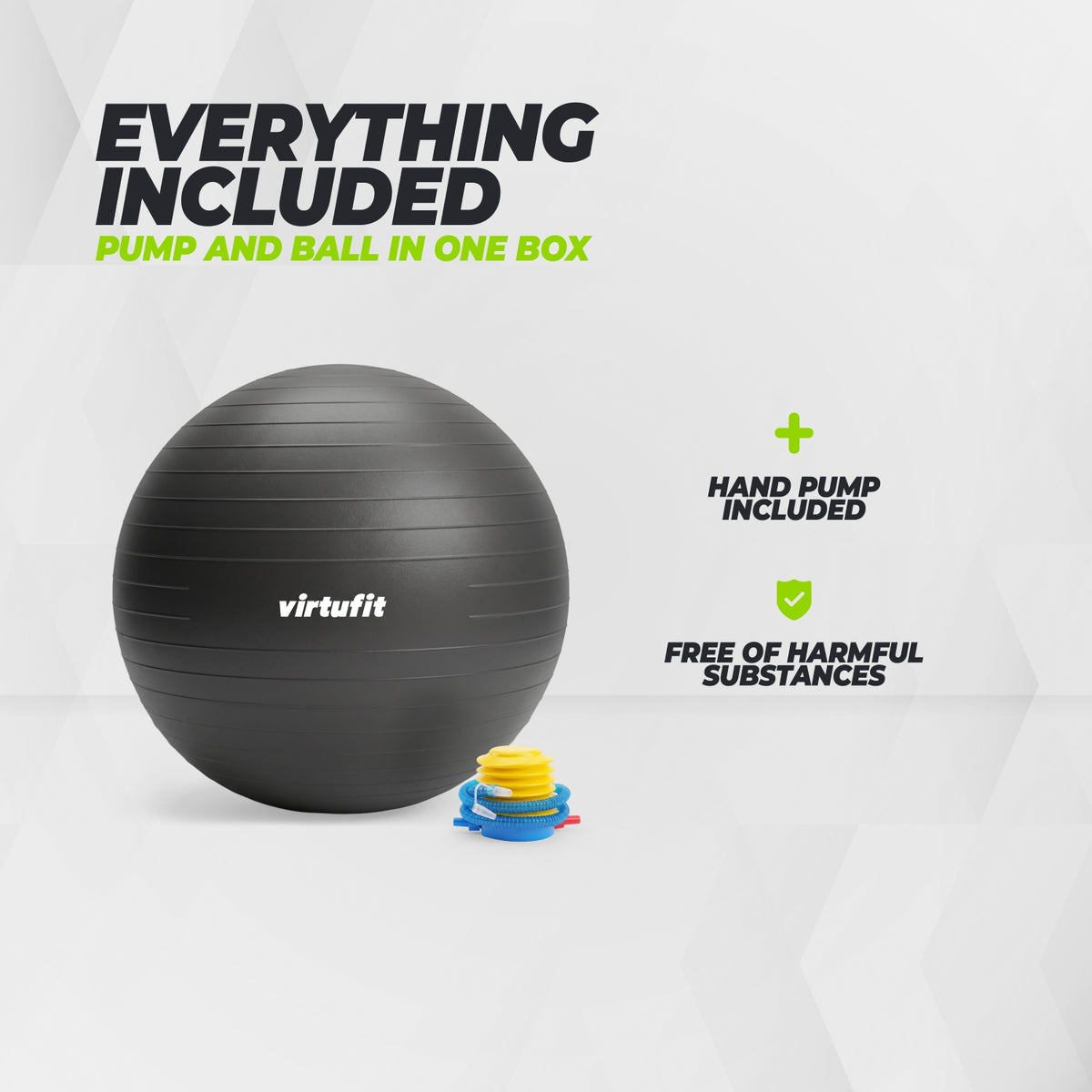 VirtuFit Anti-Burst Fitnessbal Pro - Gymbal - Swiss Ball - met Pomp - Zwart - 45 cm