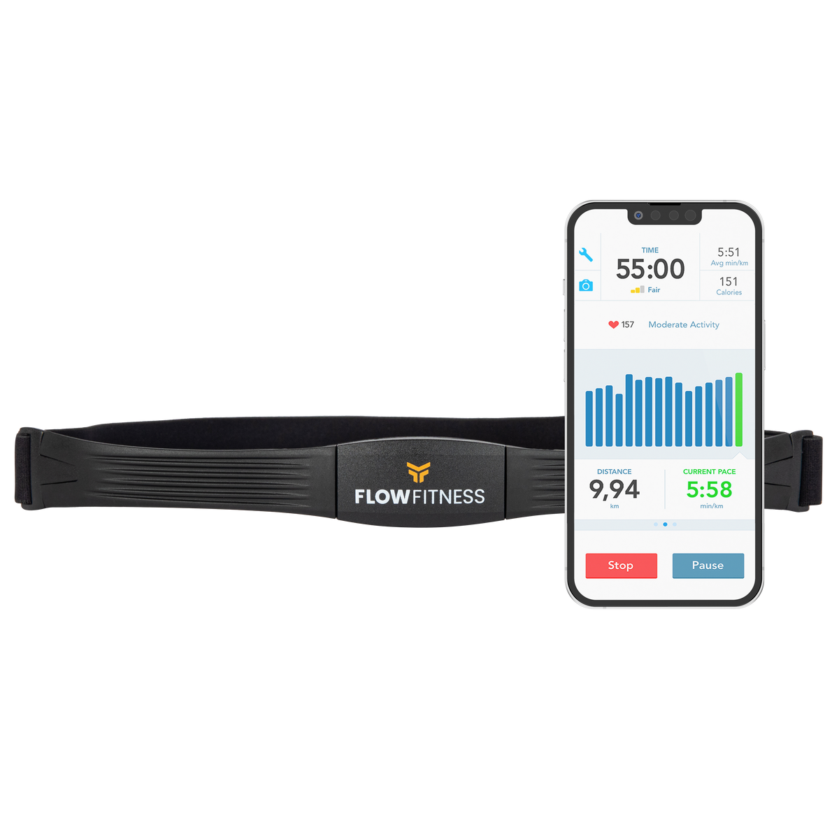 Flow Fitness BlueTooth Borstband / Hartslagband
