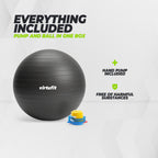 VirtuFit Anti-Burst Fitnessbal Pro - Gymbal - Swiss Ball - met Pomp - Zwart - 55 cm