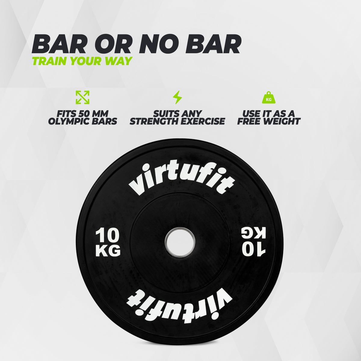 VirtuFit Bumper Plate - Olympische Halterschijf van Rubber - 50 mm - 10 kg
