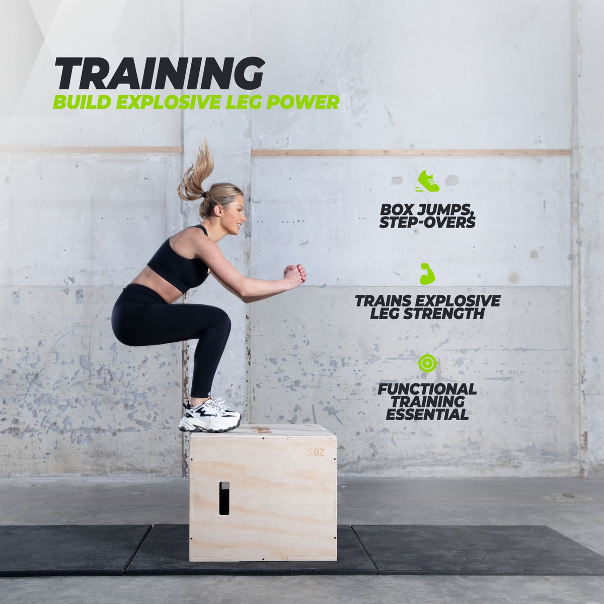VirtuFit Houten Plyo Box 3-in-1 - Groot - 50 x 60 x 75 cm