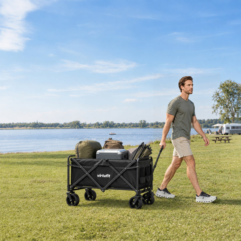 VirtuFit FW100 Opvouwbare Bolderkar - 150 kg Draagvermogen - Incl. Afdekhoes - Zwart