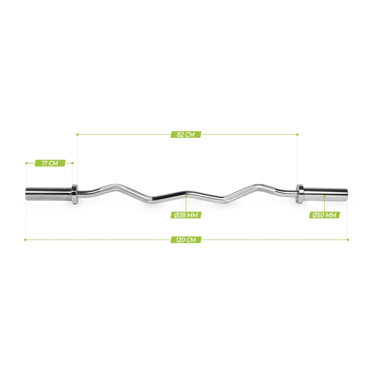 VirtuFit Olympische EZ Curl Bar - Halterstang - 120 cm