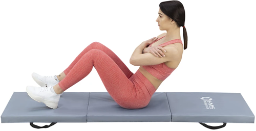 HMS Premium Opvouwbare Fitness Mat - Grijs - Zijaanzicht Sit-up
