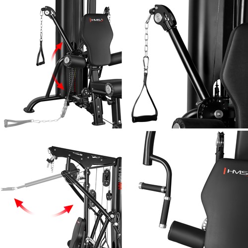 HMS Tytan 101 Multi Gym met Leg Press - Detail Verstelbare Armen + Handgrepen + Katrol Systeem

