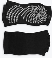 Gaiam Grippy Toeless Yoga Socks - Anti-Slip Yogasokken - 2-Pack - Zwart/Grijs-2