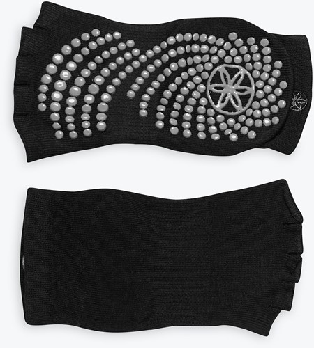 Gaiam Grippy Toeless Yoga Socks - Anti-Slip Yogasokken - 2-Pack - Zwart/Grijs-2