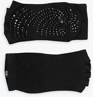 Gaiam Grippy Toeless Yoga Socks - Anti-Slip Yogasokken - 2-Pack - Zwart/Grijs-3