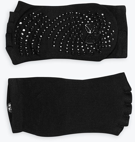 Gaiam Grippy Toeless Yoga Socks - Anti-Slip Yogasokken - 2-Pack - Zwart/Grijs-3