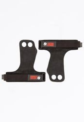Gorilla Wear 2-Hole Leren Lifting Grips - Zwart