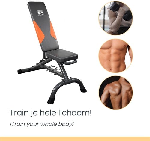 Orange Gym Fitnessbank - Verstelbare Rugleuning-3