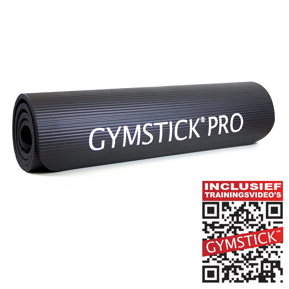 Gymstick NBR Fitnessmat Pro - 160 x 40 x 1 cm -  Zwart - Met Online Trainingsvideo's met grote korting
