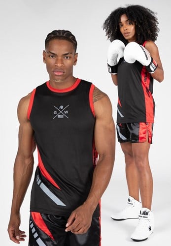 Gorilla Wear Hornell Tank Top - Unisex - Zwart/Rood