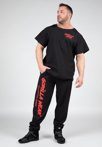 Gorilla Wear Augustine Old School Work out Top - Zwart/Rood-3