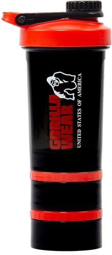 Gorilla Wear Shake Beker 2 GO - 500 ml + 2 x 130 ml - Zwart/Rood