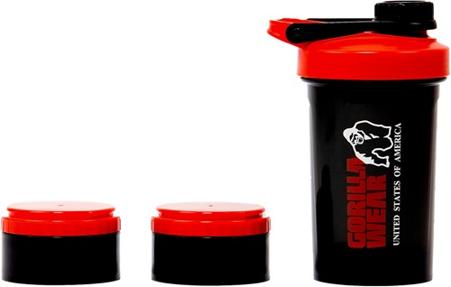 Gorilla Wear Shake Beker 2 GO - 500 ml + 2 x 130 ml - Zwart/Rood-2