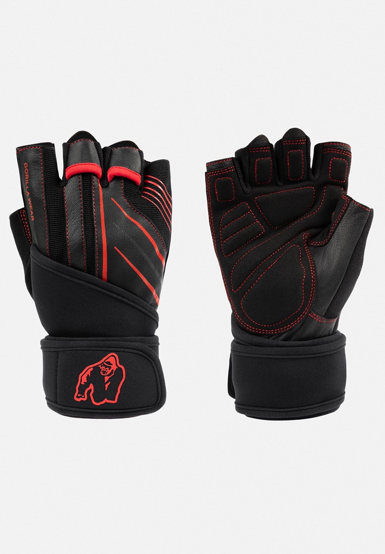 Gorilla Wear Dallas Wrist Wrap Handschoenen 2.0 - Zwart/Rood - S