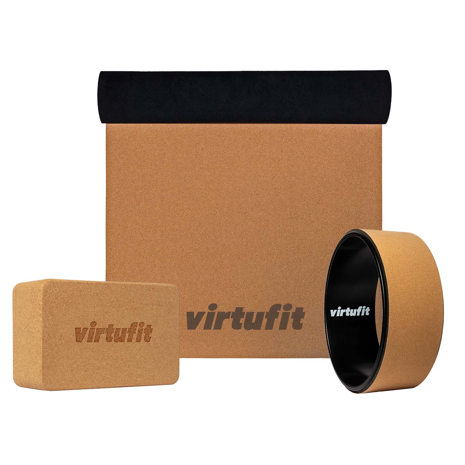 VirtuFit Premium Kurk Yoga Kit - Ecologisch - 3-Delig
