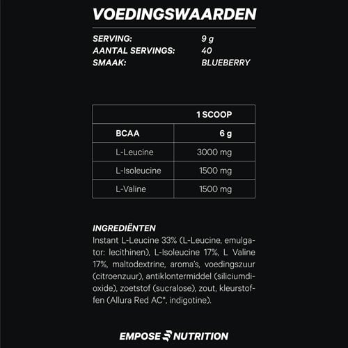 Empose Nutrition BCAA Poeder - Aminozuren - 360 gr - Blauwe Bes-2