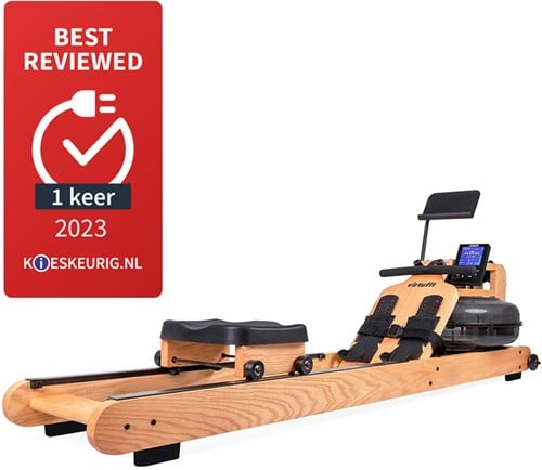VirtuFit Elite Water Resistance Houten Roeitrainer - Hout/Oak - Gratis trainingsschema
