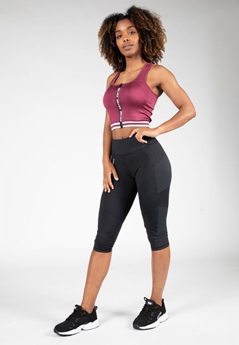 Gorilla Wear Mesa Zip Front Crop Top - Sportbeha - Bordeauxrood-3