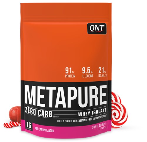 QNT Metapure Zero Carb Whey Isolate - Koolhydraatarm Eiwit Poeder - 480 gr -  Red Candy