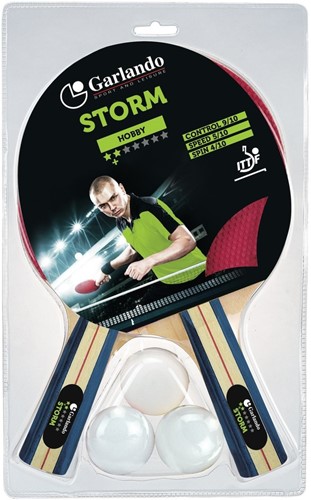 Garlando Storm Tafeltennis Set - 2 Bats en 3 Pingpongballen