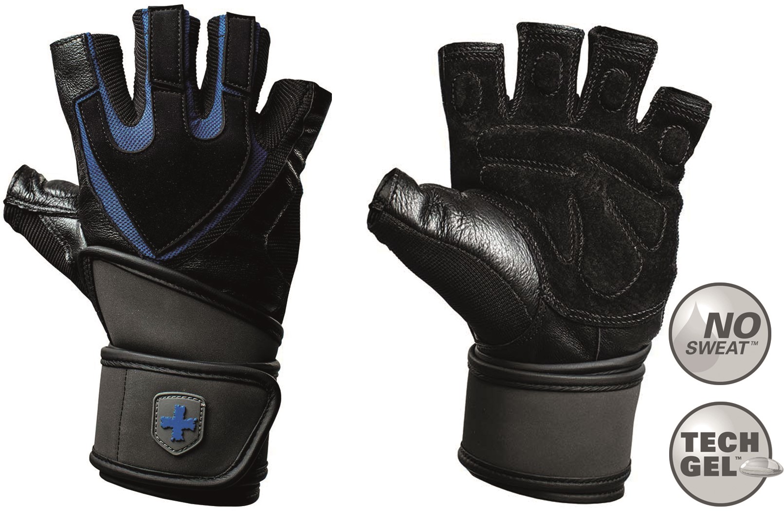 Training Grip Fitness Handschoenen met Wrist - Zwart/Blauw - S | Fitwinkel.nl